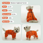 BRKURLEG Dog Raincoat for Small and Medium Dogs, Small Dog Rain Jacket with Harness Built in, Waterproof 4 Legs Pet Raincoats, Puppy Outdoor Jacket with Reflective Strip, Orange, XXXL