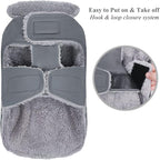 VIVAGLORY Frostfit Dog Coat, Dog Jacket for Winter & Cold Weather, Warm Fluffy Fleece Lined Water Resistant Reflective for Puppy, Coat with Velcro Fastening & Leash Hole, M+, Grey