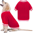 Dog Sweaters for Small Dogs, Brushed Fleece Dog Sweater Baseball Jacket Pet Clothes Soft Warm Sweatshirt Puppy Sweater Boy Girl Pet(Red-S)