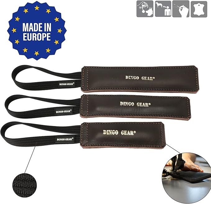 Dingo Gear Brown Grain Leather Dog Toy for bite Training, Handmade for Strong Dogs, 10in 0.13 kg
