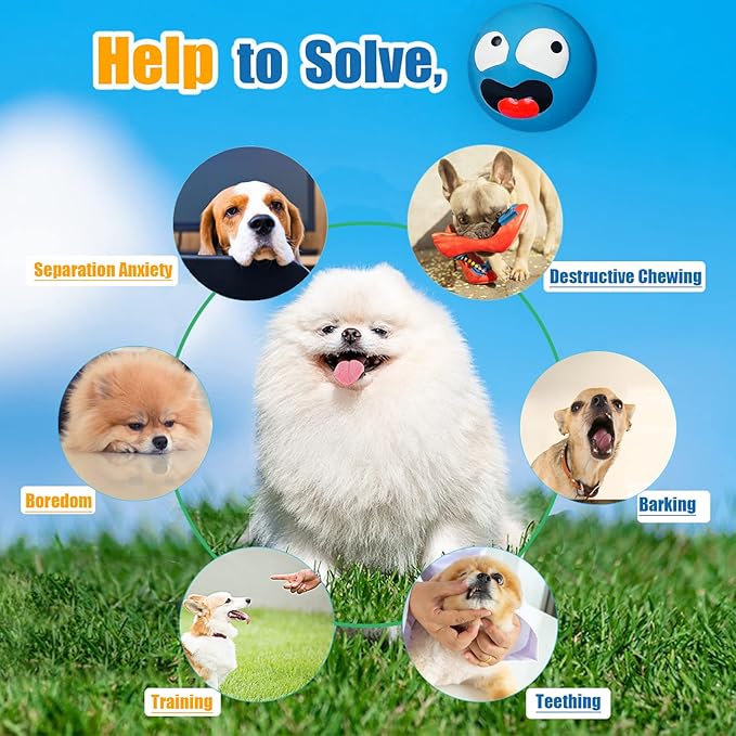 Squeaky Dog Toy for Small Dogs, Rubber Latex Puppy Toys Small Dog Toys, Soft Smile Face Squeaky Dog Balls Flat for Mini, Small Breeds