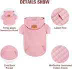 BEAUTYZOO Small Dog Hoodie Sweater with Pockets, Dog Clothes for Small Medium Dogs Boy Girl, Waffle-like Laminated Cotton Pet Coats with Hat and Leash Hole, All Weather Coat for Puppy Doggie Chihuahua