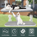 Sunhoo Cat Window Hammock Perch Cordless Perches Window Sill Seat Bed Foldable Stable Lounger Upgraded Suction Cup Easy Assembly Indoor Cats Kitty Shelf Hold Up to 55lbs (Light Gray, S)