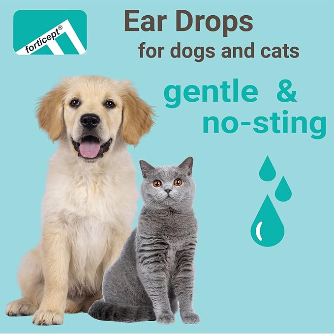 Forticept Dog and Cat Ear Infection Treatment, Dog Ear Drops with 1% Hydrocortisone 2 oz