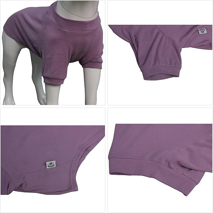 Lovelonglong Ribbed Dog T-Shirt Cotton Knitted Dog Sweaters for All Season Pet T-Shirts for Large Medium Small Dogs Taro Purple XL