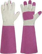 HANDLANDY Rose Pruning Gardening Gloves for Men & Women, Thornproof Long Gauntlet Gloves, Pigskin Leather - Breathable & Durability (Medium)