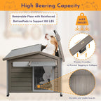 Outdoor Dog House Weatherproof Large Wooden Dog Kennel Indoor for Small Dogs with Chew-Proof Frame, Oxford Fabric Window, Removable Floor Pet Shelter (Grey, 30.1" D x 18.3" W x 24" H)