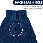 PUPTECK Dog Sweater, Turtleneck Warm Knitted Pullover Coat, Thick Cable Knitwear Clothes in Winter, Pet Apparel Outfits for Large Dogs, for Cold Weather Indoor & Outdoor, Deep Blue XL
