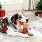 Christmas Dog Toys – Plush Reindeer & Snowman Holiday Set for Small and Medium Dogs, Soft Stuffed Chew Toys with Crinkle Ears, Festive Red Green Plaid, Cute Stocking Stuffer Gift