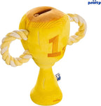 Trophy Interactive Dog Toy - Interactive Snuffle Tug Rope Enrichment Pet Toy - Tough Durable Birthday Gift for Aggressive Chewer Puppy - Cute Squeaker Plush for Teething - Parody Dog Toy