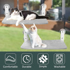 Sunhoo 2PCS Cat Window Hammock Perch Cordless Window Sill Seat Bed Foldable Kitty Lounger Indoor Cats Shelf Stable Upgraded Suction Cup Easy Assembly 20.5 * 11.8in Hold Up to 55lbs (Grey, M)
