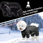 AOFITEE Dog Coat, Waterproof Dog Jacket for Winter, Warm Fullbody Dogs Snowsuit, Winter Coat for Small Dogs, Zip Up Pet Puffer Jacket Fleece Vest, Outdoor Reflective Cold Weather Pet Coats, Black S