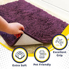 Muddy Mat® Shown on TV – Super Absorbent Door Mat Indoor, Microfiber Quick Dry Chenille Entryway Rug, Non-Slip Front Door Mat, Indoor Mats for Entryway, Machine Washable Pet Rug, Dark Purple 24"x36"