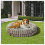 BALANCE Luxury Donut Dog Bed, 36 Inches Round Dog Beds Large Sized Dogs Washable, Orthopedic Calming Dogs Bed for Pets with Anti-Slip Bottom, Oatmeal