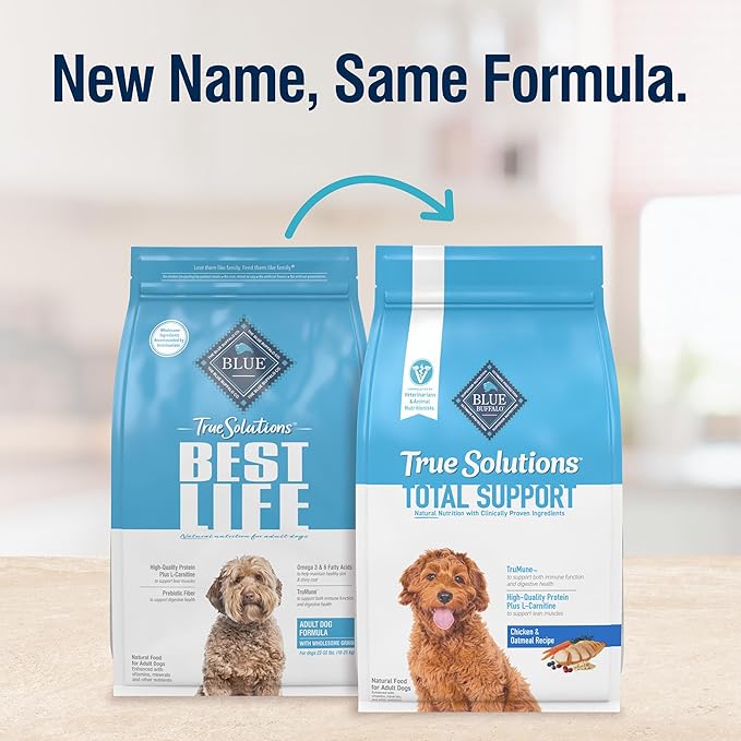 Blue Buffalo True Solutions Total Support Natural Dry Dog Food for Adult Dogs, Chicken, 11-lb. Bag