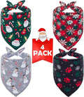 SCENEREAL Christmas Dog Bandana 4 Pack - Soft and Breathable Pet Triangle Scarf Bibs, Full of Chirstmas Element Patterns, for Dogs and Cats