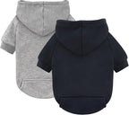 Idepet Pet Dog Hoodies 2 Pack with Pocket, Dog Outfits for Small Pets Chihuahua Clothes Warm Coat Jacket Autumn Puppy Sweatshirt Cats Clothing