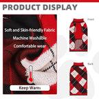 KOOLTAIL Dog Sweater Pet Knitted Clothes-Classic Plaid Pullover Turtleneck Red Fleece Dog Christmas Sweaters with Leash Hole, Thick Warm Dog Winter Clothes for Small Medium Large Dogs Cats Puppy, M