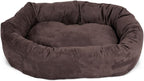 Majestic Pet 40 Inch Suede Calming Dog Bed Washable 40x29x9 (Inch) – Cozy Soft Round Donut Dog Bed with Spine Support for Dogs to Rest their Head - Round Pet Bed Large – Chocolate