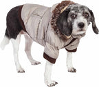 Pet Life Classic Metallic Winter Dog Coat with Zippered Removable Fur Hood - Dog Jacket Features 3M Thinsulate Insulation Warming Technology - Dog Clothes Sizing fits Small, Medium and Large Dogs Grey
