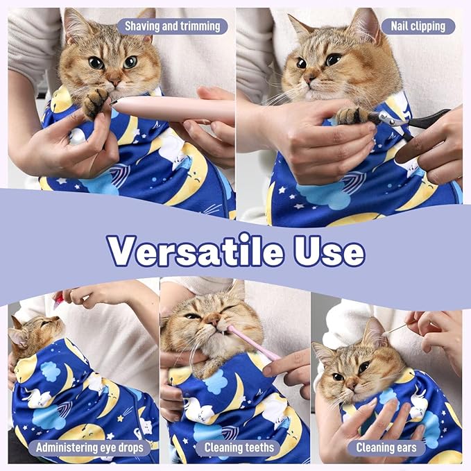 Paw Legend 21.7" Cat Wrap for Grooming Cat Wrap for Cutting Nails Cat Restraint for Nail Clipping Self Adhesive Blanket Restraint Cloth for Cats
