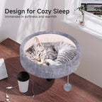 Cat Desk Bed - 360° Rotating & Adjustable, Supports 44 lbs, Soft Faux Fur with Dual-Sided Reversible Mat, Modern Indoor Cat Nest Furniture for Office Desks and Game Tables, Island Table
