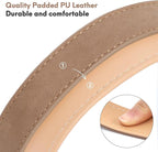 Leather Dog Collar for Small Medium Large Dogs, Soft Padded Dog Leather Collar with Heavy Duty Gold Buckle, Durable & Comfortable for Medium Dogs Daily Walking (Light Brown, M)