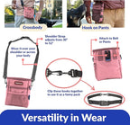 Dog Treat Pouch, Durable Oxford Polyester, No-Spill Magnetic Closure, Treat Pouches for Pet Training with Metal Clip, Waist Belt, Adjustable Strap, Poop Bag Dispenser (Light Pink)