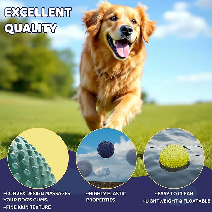 Dog Balls, EVA Dogs Toy Ball for Aggressive Chewers, 5 Inch Durable High Elasticity Interactive Ball for Training Dog Catch and Fetch, Floatable Toy for Medium and Large Dogs Puppies (Yellow)