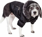 Pet Life Classic Metallic Winter Dog Coat with Zippered Removable Fur Hood - Dog Jacket Features 3M Thinsulate Insulation Warming Technology - Dog Clothes Sizing fits Small, Medium and Large Dogs,Black