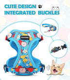 Halypet Cat Harness and Leash Set[MAX Safety 4th-Gen] Cute Escape Proof Vest Harness for Girl&Boy Cat Walking, Comfortable Adjustable Leash and Reflective Strips for Outdoor Kitten, XS Azure Floral