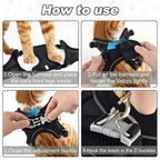 Kitten Cat Harness and Leash Set, Escape Proof Soft 4-Adjustable Cat Walking Vest Harness, Reflective Strips in Harness for Kitty Puppy Bunny Car Travel, with Car Seatbelt Leash (Black, XXS)