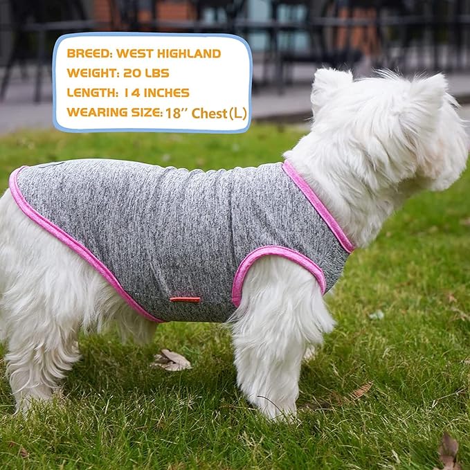 KYEESE 2 Pack Dog Shirts Quick Dry Soft Stretchy Dog T-Shirts with Reflective Label Tank Top Sleeveless Vest Pet Clothes for Small Medium Dogs, XX-Large, Grey+Hotpink