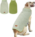 cyeollo Warm Dog Coat Fleece Sherpa Winter Sweater Coats, Turtleneck Jacket Vest for Small Medium Large Dogs with Leash Hole, Soft Reversible Dog Coats for Cold Weather, Green, XXL