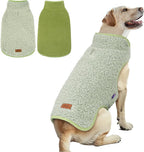 cyeollo Warm Dog Coat Fleece Sherpa Winter Sweater Coats, Turtleneck Jacket Vest for Small Medium Large Dogs with Leash Hole, Soft Reversible Dog Coats for Cold Weather, Green, XXL
