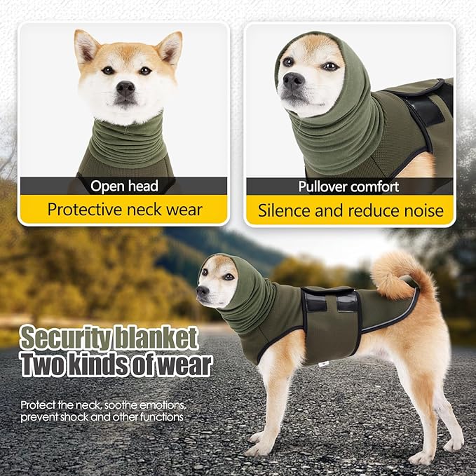Dog Anxiety Vest,Pet Calming Hoodie Breathable Dog Anti-Anxiety Jacket for Thunder Fireworks and Separation,Green XL