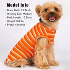 KYEESE 2Pack Waffle Dog Shirts for Small Dogs Stretchy T-Shirts Lightweight Tank Top Sleeveless Striped Shirt Vest Breathable Cat Shirt, Medium, Orange+Striped