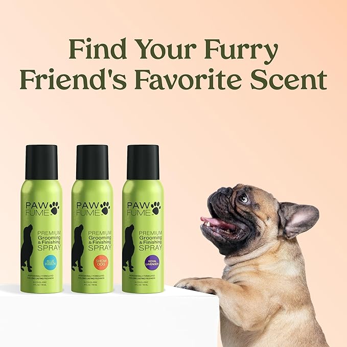 Paw Fume Dog Perfume Spray Long Lasting Scent for Grooming, Show Dog, 1-Pack – Keep Your Pup Fresh All Day – Hypoallergenic, Alcohol-Free, Detangling Formula – Moisturizing Pet Cologne Spray for Dogs