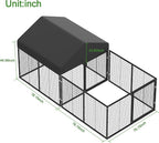 Outdoor Dog Kennel with Dog Fence for Medium/Small Dogs Anti-Rust Coating Cage with Roof All Weather Resistant Dog House with Double Locks