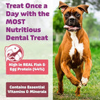 Yummy Combs Dog Dental Treats – Fish & Egg Protein – Vet VOHC Approved, Removes Tartar – A Daily Teeth Cleaning Treat for Medium Dogs (30 Count)