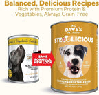 Dave's Pet Food Stewlicious Grain Free Wet Dog Food (Chicken & Vegetable in Gravy), Made in USA Naturally Healthy Canned, Gluten Free Topper, 13.2 oz (12 Pack)