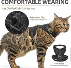 PUPTECK Cat Harness and Leash Set Escape Proof, Reflective Adjustable Soft Mesh Kitten Vest Harness for Walking Travel, Black, M