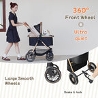 3-in-1 Pet Stroller for Small Dogs & Cats up to 33lbs, One-Touch Fold 4-Wheel Cart with Removable Carrier, Rear Brake & Storage Basket