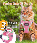 Halypet Cat Harness and Leash Set [ MAX Safety Third Generation ] Escape Proof Soft Adjustable Cat Leash Breathable Comfortable Vest Easy to Wear Kitten Harness for Outdoor Walking Pink Small