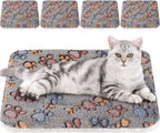 4 Pack Ultra Soft Dog Cat Bed Mat with Cute Prints Reversible Fleece Dog Crate Kennel Pad Cozy Washable Thickened Hamster Guinea Pig Pet Bed Mat for Small Animals(21 x 14 Inches,Gray)