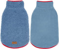 cyeollo Fleece Dog Jacket Sherpa Cozy Winter Dog Sweaters Reversible Pet Clothes Warm Cold Weather Coats for Small Dogs, Blue XL