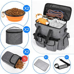 Modoker Dog Travel Bag Backpack, Airline Approved Pet Accessories Organizer for Dog and Cat with Shoulder Strap, 2 Dog Food Storage Containers, 2 Collapsible Dog Bowls,1 Pet Mat, Rose Red
