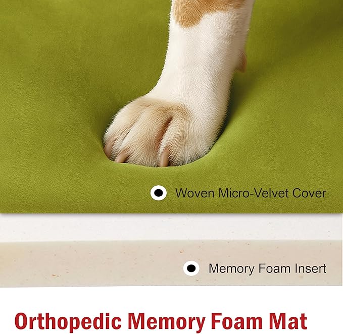Majestic Pet Orthopedic Memory Foam Dog Crate Mat - Plush Pet Bed Pad for Crates & Kennels | USA Crafted | 36"x23" Villa Apple