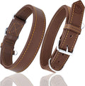 Riparo Dog Collar - Genuine Leather Dog Collars - Heavy Duty Dog Collars for Medium Large and Extra Large Dog Breeds (L: 1.25” Wide for 18” - 22” Neck, Brown)