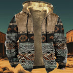 Men's Zip Up Jackets Western Style Ethnic Hoodie Hooded Vintage Long Sleeve Warm Coat Winter Outfits